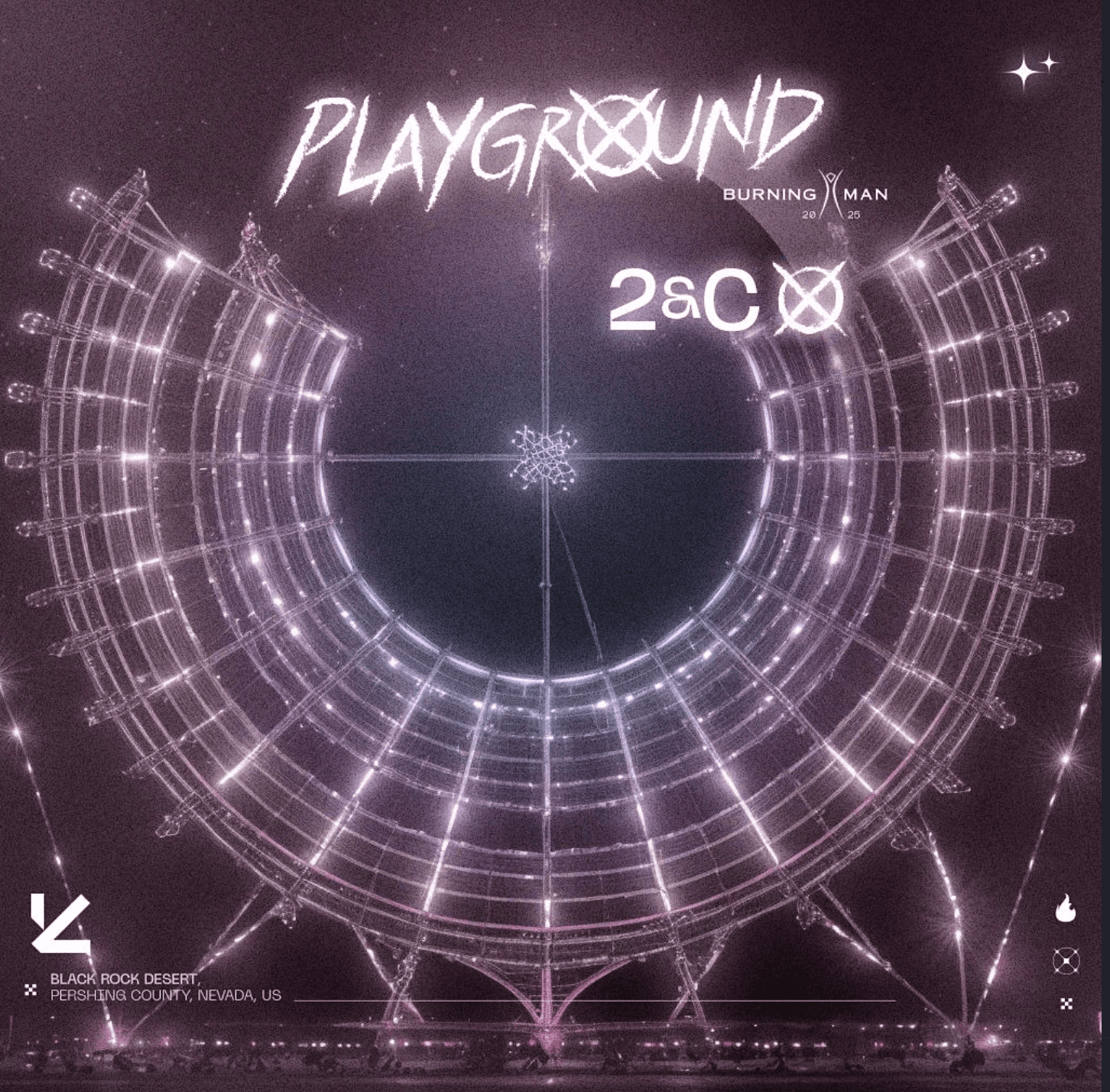 Playground crew on the playa at sunset